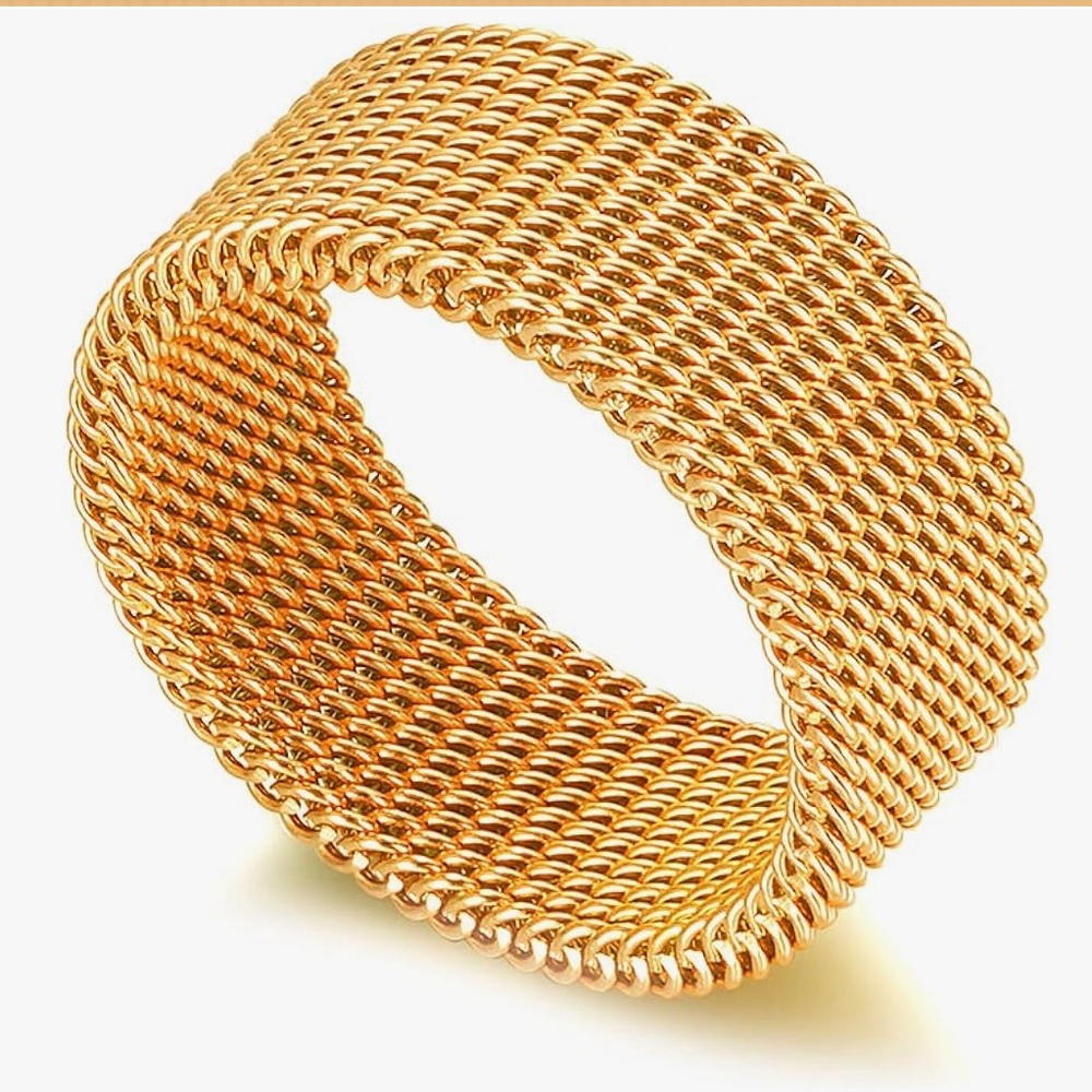 18K Gold Stainless Steel Mesh Band Ring